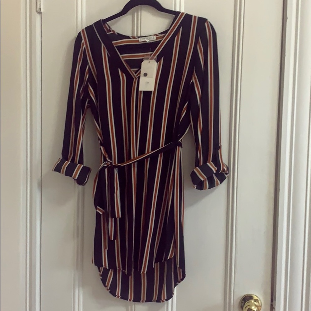 High-Low Striped Tie Dress
